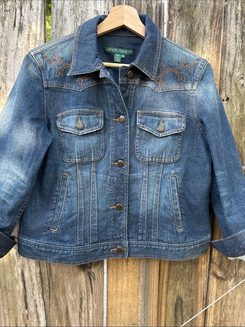 Ralph Lauren Denim Jacket with Embroidered Yoke - Medium Blue